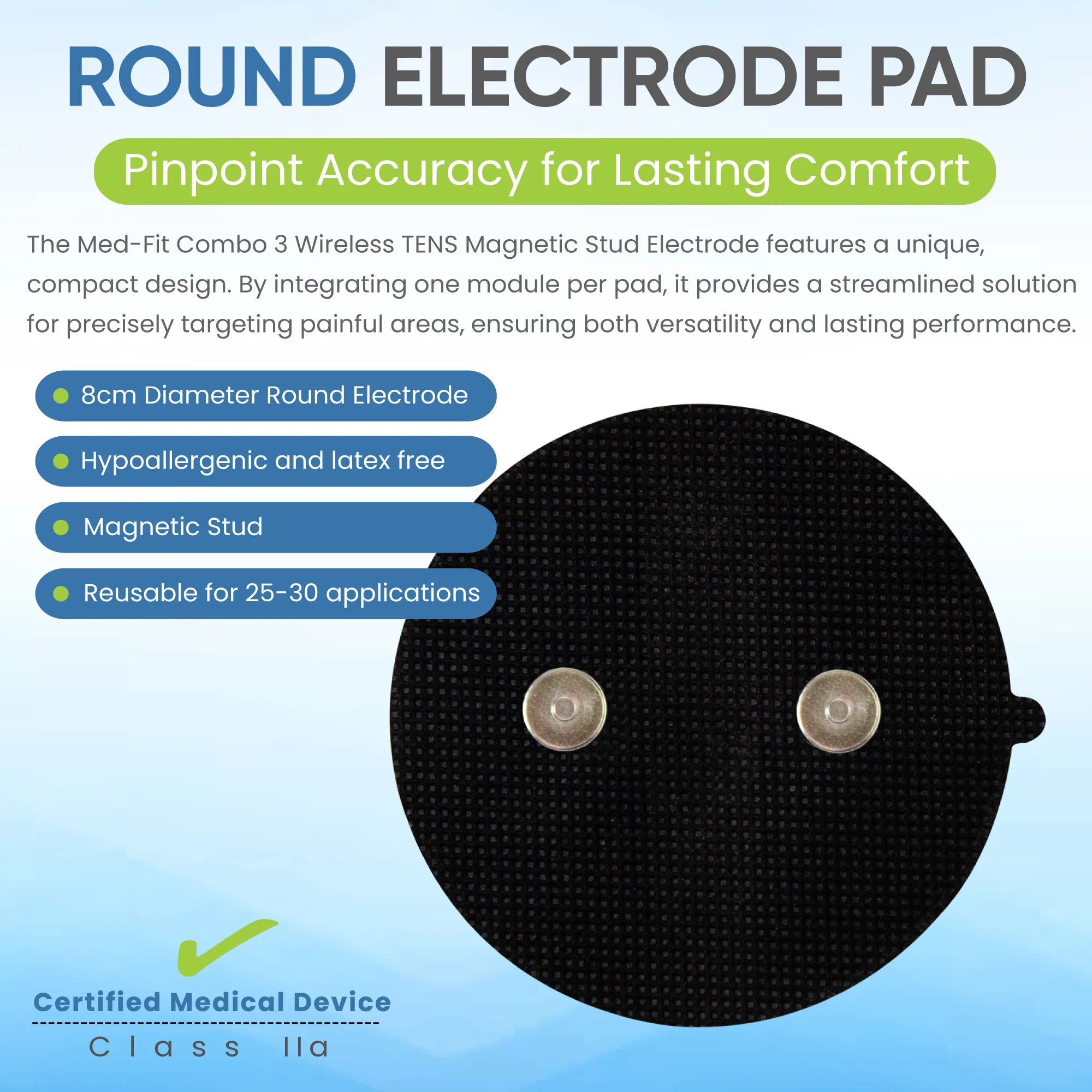 Med-Fit 8cm Round Dual Magnetic Stud Electrodes - Image 3