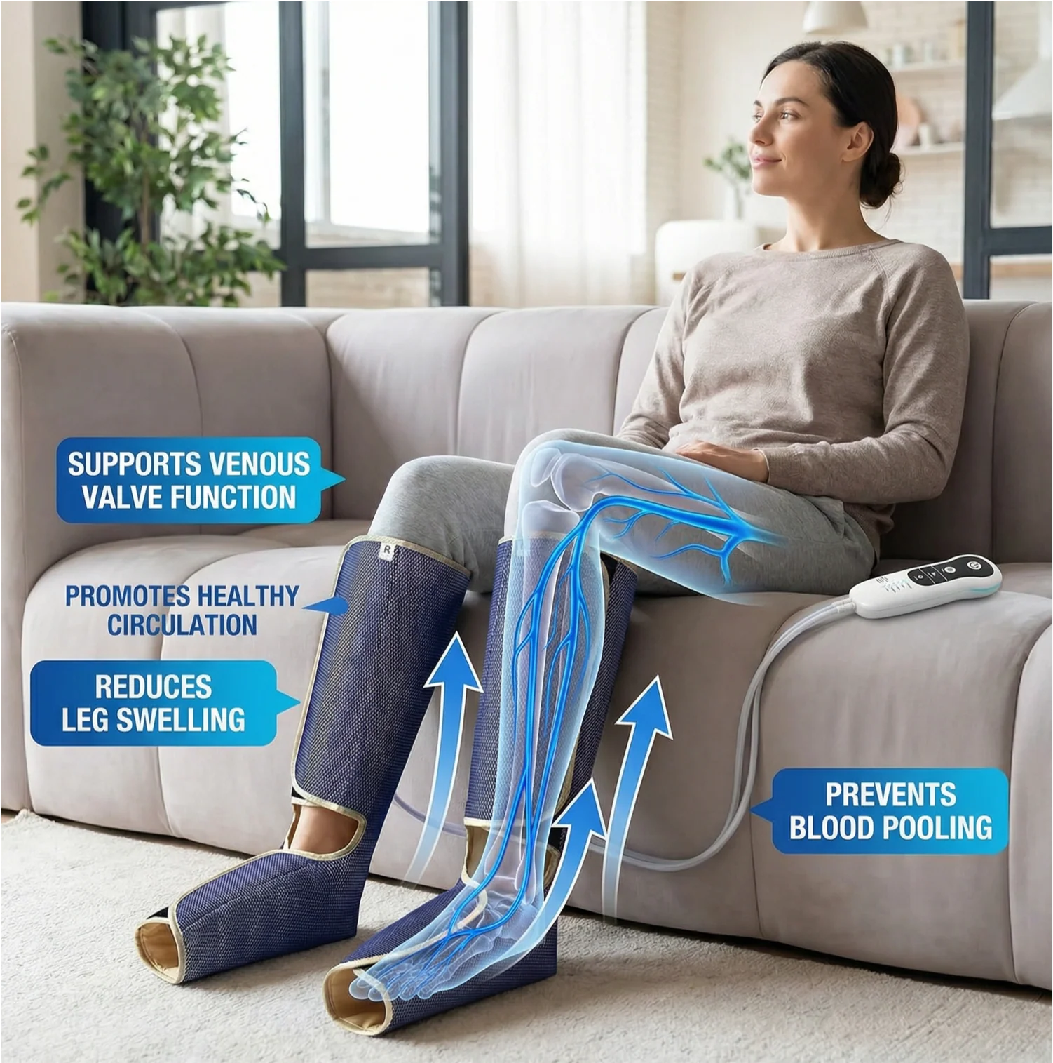 Air Compression Leg & Calf Massager with Heat - Image 3