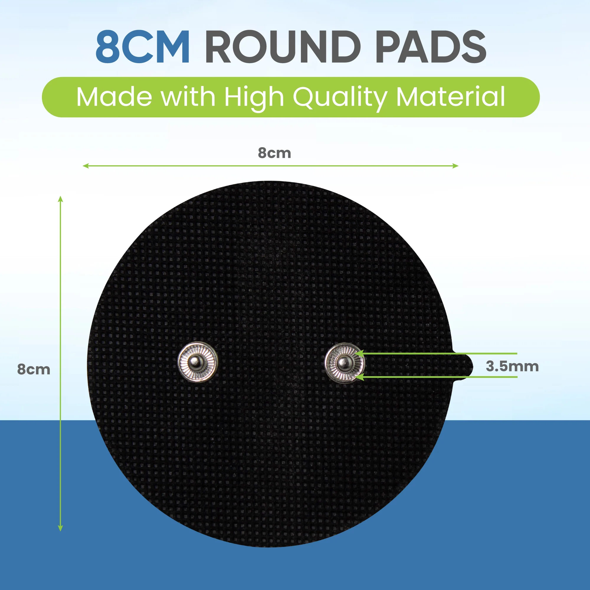 Dual Stud 8cm Round Self-Adhesive Electrodes with Blue Gel - Image 3
